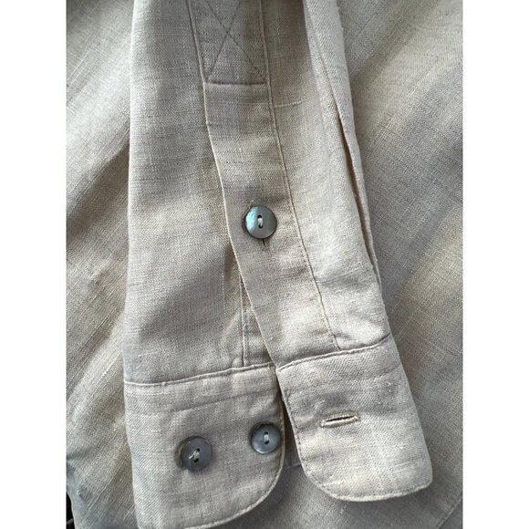 Vintage Hunt Club Womens Size 8 100% Natural Linen Classic Shirt MOP Buttons L/S - Picture 9 of 12
